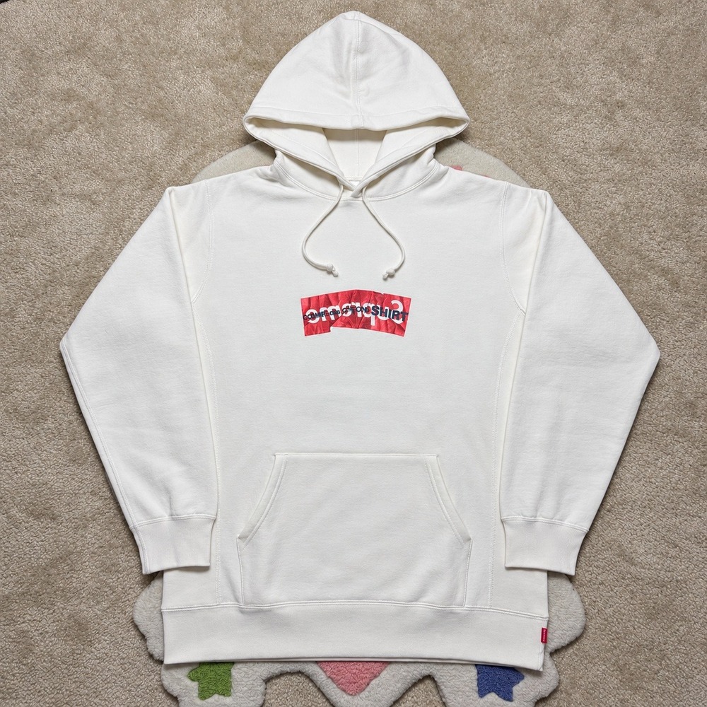 Supreme Comme des Garcons SHIRT Box Logo Hoodie White XL CDG Pullover SS17